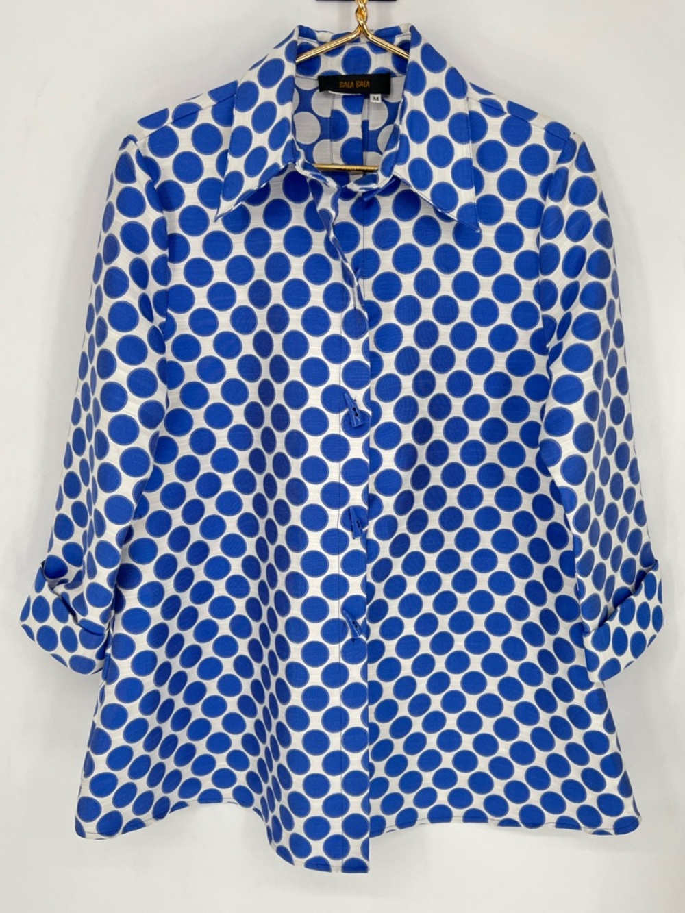 Bala Bala Jacket Coat Lightweight Festive Polka Dot Blue Swing Jacket Toggle